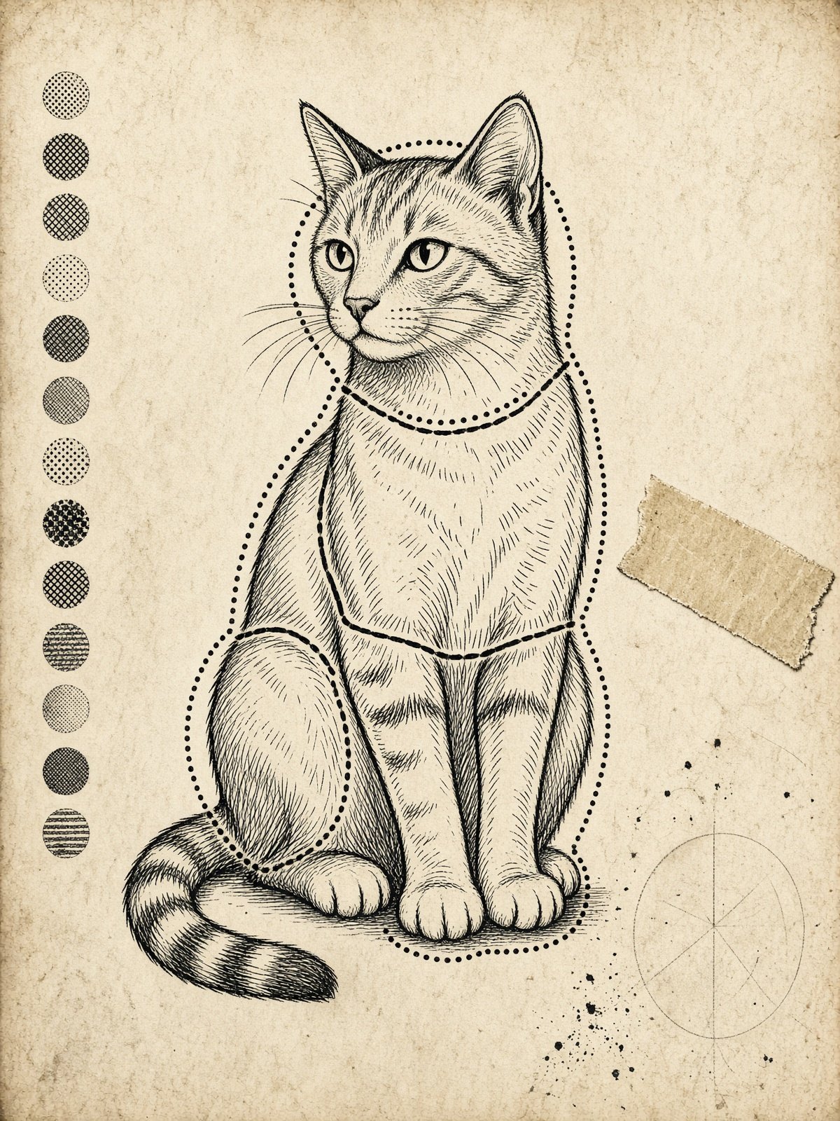 Four organs on a sitting cat — head, body, tail, legs.